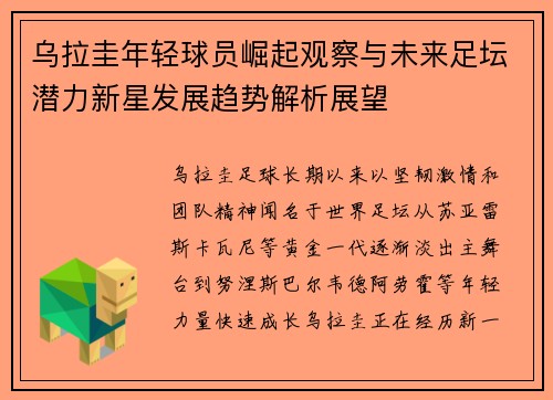 乌拉圭年轻球员崛起观察与未来足坛潜力新星发展趋势解析展望